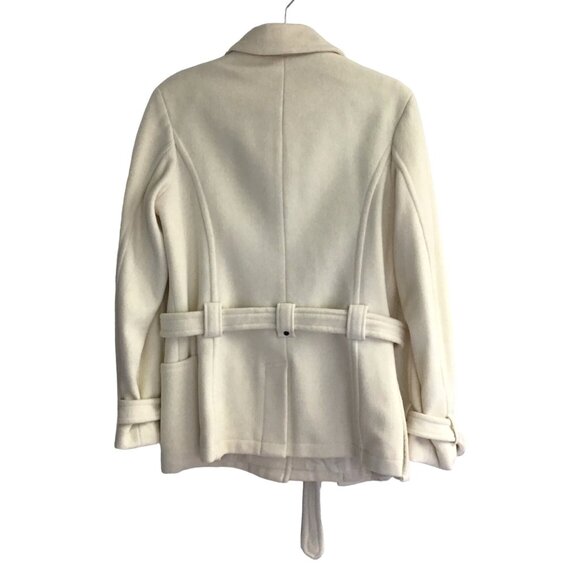 STATIC - WOMENS OFF-WHITE BUTTON-DOWN WOOL JACKET WITH BELT SIZE X-LARGE - Picture 2 of 7